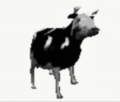 Dancing cow GIF used by the monthly newsletter