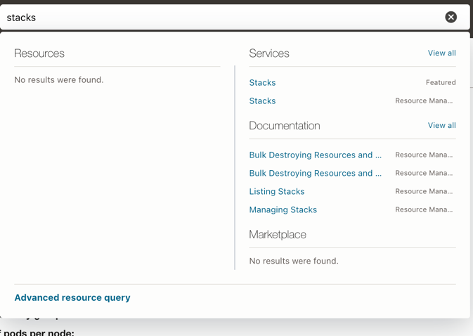 OCI Stacks list